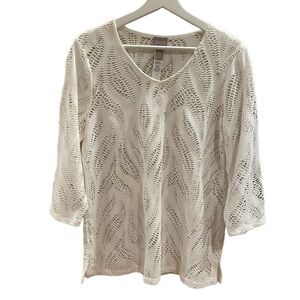 Chico’s White Cutout Coverup Shirt